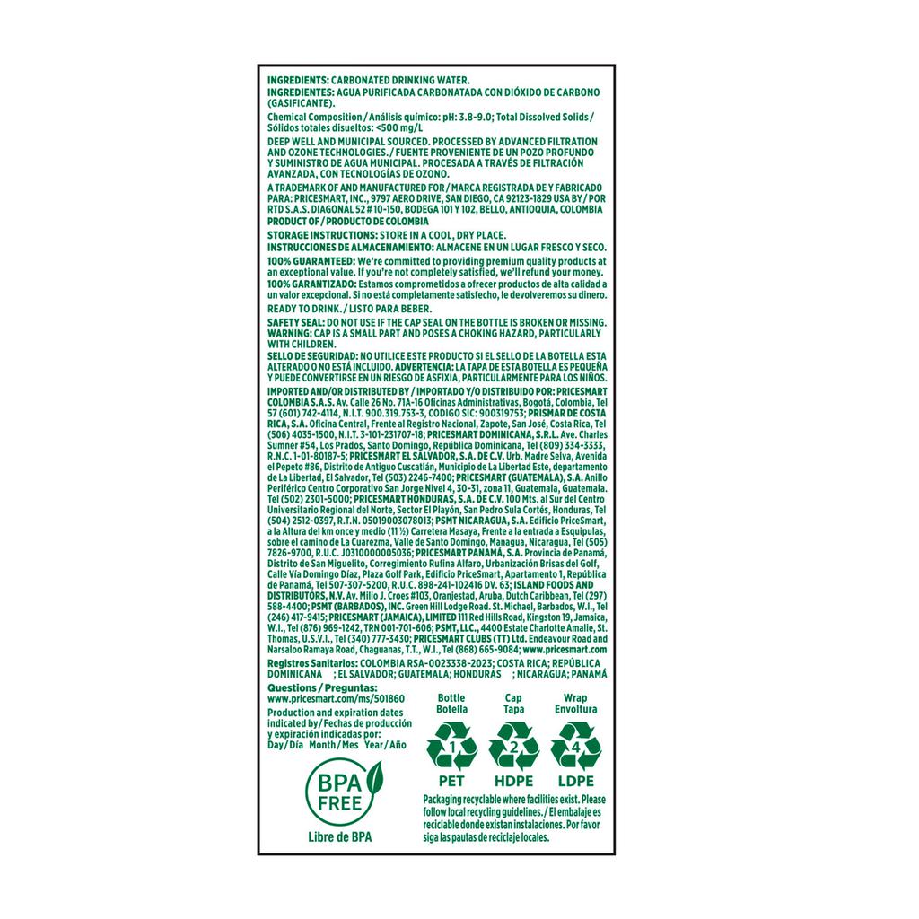 Member's Selection Agua Purificada con Gas 24 Unidades / 600 mL - Imagen 2