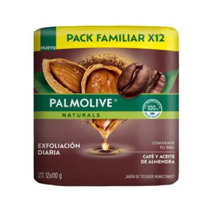 Palmolive Naturals Jabón en Barra de Café y Aceite de Almendra Exfoliante 12 Unidades / 110 g