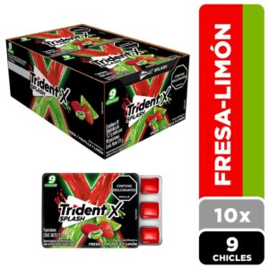 Trident Goma de Mascar con Centro Líquido Sabor Fresa y Limón 10 Unidades / 17 g