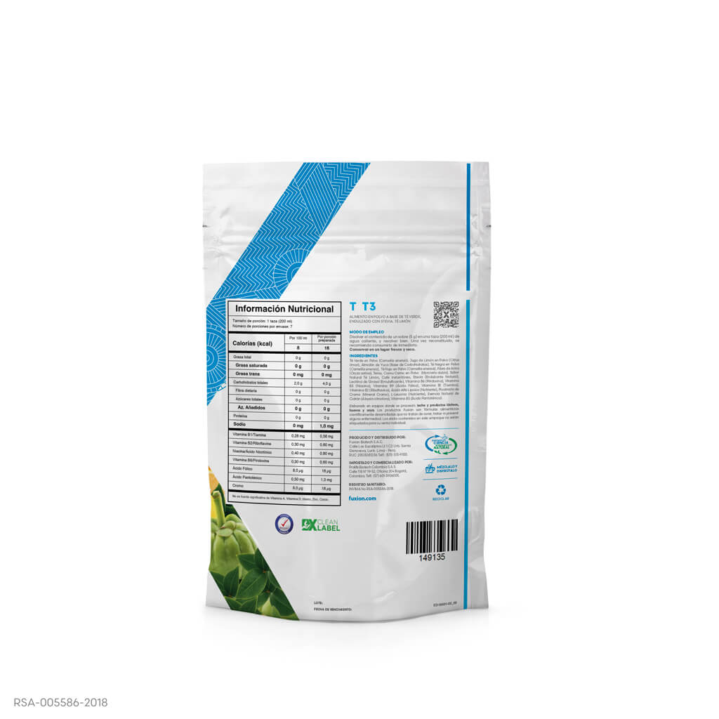 Fuxion T3 – Sabor Té Verde con Limón x 30 Sobres - Imagen 3