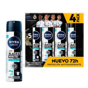 Nivea Black & White Desodorante en Spray para Hombre 4 Unidades / 150 mL
