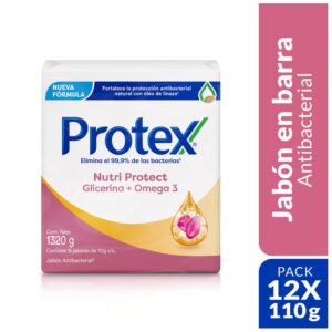Protex Nutri Protect Omega 3 Jabón de Baño Antibacterial 12 Unidades / 110 g