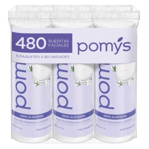 Pomys Ruedas de Algodón Facial para Desmaquillar 6 Paquetes / 80 Unidades